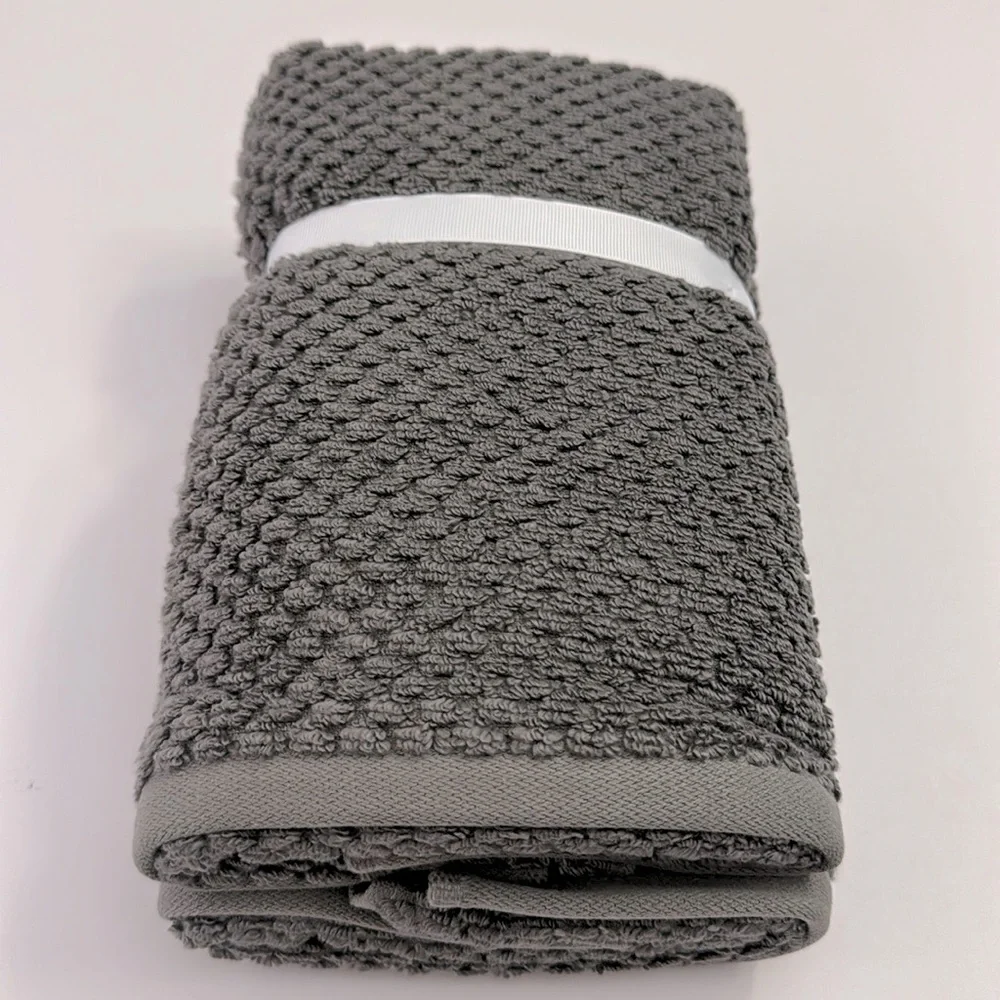 2pc ECOEXISTENCE Bamboo Zero Twist Loops Bath Hand Towel Set - Dark Gray